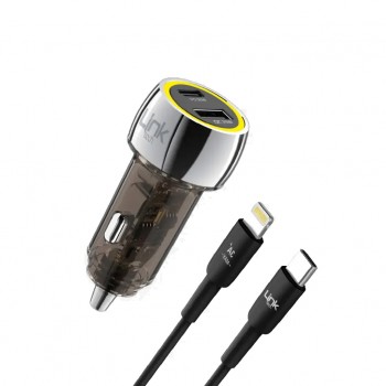 LinkTech C438 55W Dual PD30W + QC25W Şeffaf Araç Şarj Aleti Type-C to Lightning Kablo Set LinkTech C438 55W Dual PD30W + QC25W Şeffaf Araç Şarj Aleti Type-C to Lightning Kablo Set