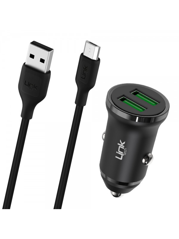 LinkTech C481e 12W 2x USB + Micro USB Kablo Araç İçi Şarj Aleti Se…