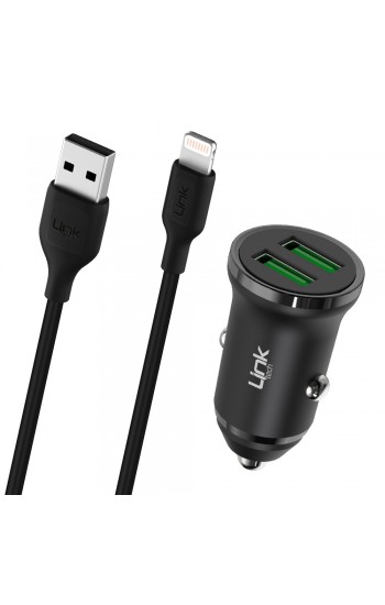 LinkTech C482e 12W 2x USB + Lightning USB Kablo Araç İçi Şarj Aleti Se…