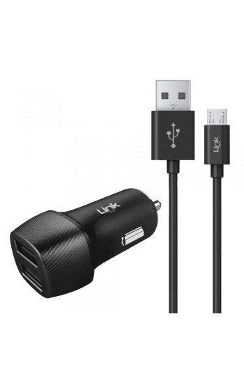 LinkTech C491 Araç Şarj Aleti ve Micro USB Kablo Set 2.4A 2x USB