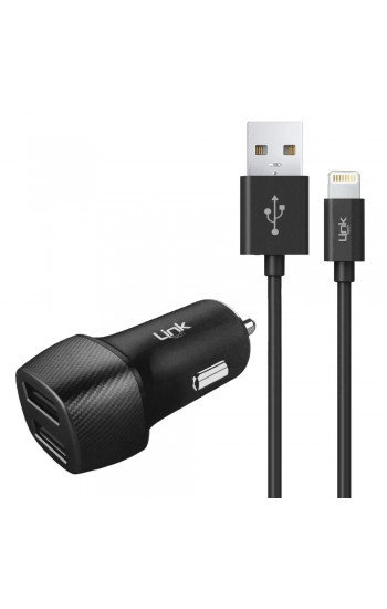 LinkTech C492 Araç Şarj Aleti ve Lightning USB Kablo Set 2.4A 2x USB