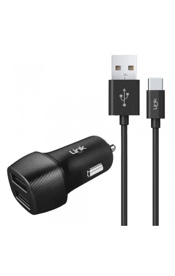 LinkTech C493 Araç Şarj Aleti ve Type-C USB Kablo Set 2.4A 2x USB…