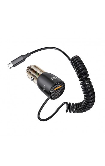 LinkTech C509 80W PD45W Sabit Kablolu + PD + USB-A Şeffaf Araç Şarj Ale…