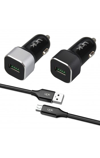 LinkTech C681 QC 3.0 18W Micro USB Araç İçi Şarj Aleti Set