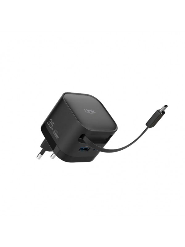 LinkTech G855 Premium 35W QC4.0 GaN USB-A + Type-C Sabit Kablolu Şarj Aleti
