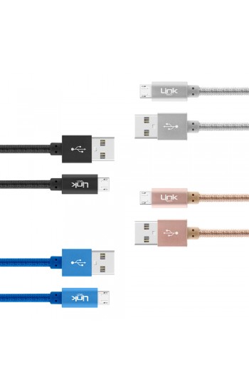 LinkTech K542 Micro USB Örgü Metal 30cm Kısa Şarj Kablosu