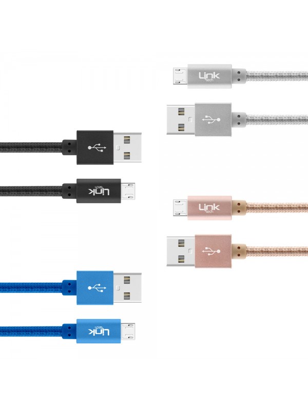 LinkTech K542 Micro USB Örgü Metal 30cm Kısa Şarj Kablosu