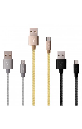 LinkTech K551 Micro USB Örgü Metal Başlı 1mt Şarj ve Data Kablosu