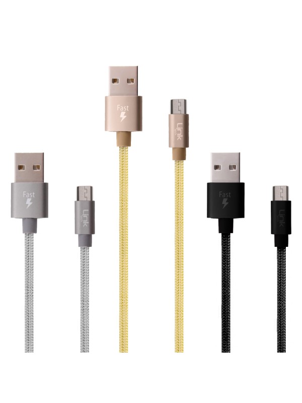 LinkTech K551 Micro USB Örgü Metal Başlı 1mt Şarj ve Data Kablosu