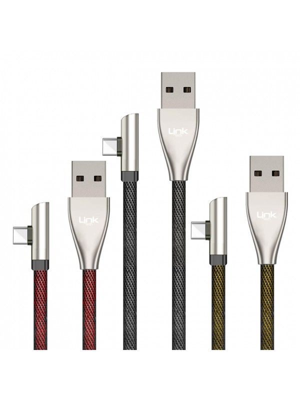 LinkTech K591 Type-C Örgü 90 Derece Ledli 1.2mt USB Şarj ve Data Ka…