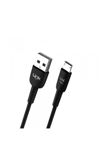 LinkTech K600 Premium Micro USB Data/Şarj Kablosu 2.4A 1mt Siyah