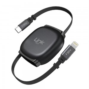 LinkTech KN02 30W 3A Hızlı Type-C to Lightning Makaralı Şarj ve Data Kablosu