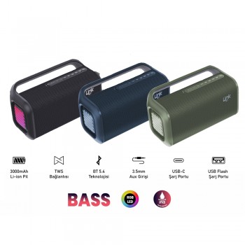 LinkTech M417 Premium RGB IPX5 2x10W Taşınabilir Bluetooth Hoparlör LinkTech M417 Premium RGB IPX5 2x10W Taşınabilir Bluetooth Hoparlör