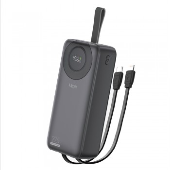 LinkTech P223 30000 mAh 22.5W Led Ekranlı Type-C + Lightning Sabit Kablolu Powerbank LinkTech P223 30000 mAh 22.5W Led Ekranlı Type-C + Lightning Sabit Kablolu Powerbank
