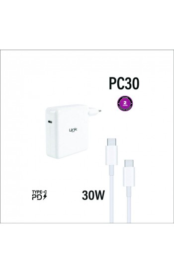 LinkTech PC30 Safe USB-C PD 30W Type-C Çıkışlı Kablolu Set Şarj Aleti