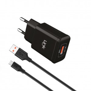 LinkTech S661 Premium 12W 2.4A QC3.0 Micro USB Otomatik Akıllı Şarj Aleti Siyah