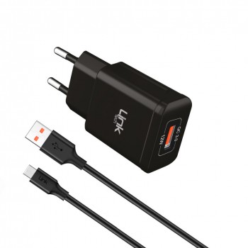 LinkTech S661 Premium 12W 2.4A QC3.0 Micro USB Otomatik Akıllı Şarj Aleti Siyah