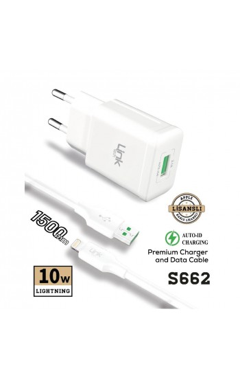 LinkTech S662 Premium Şarj Aleti ve Lightning MFI Lisanslı Kablo 1.5mt 1… LinkTech S662 Premium Şarj Aleti ve Lightning MFI Lisanslı Kablo 1.5mt 1…