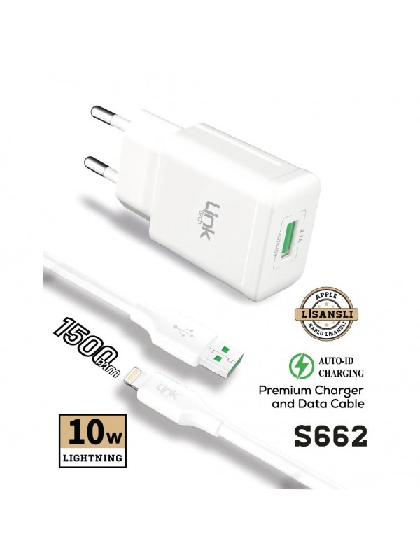 LinkTech S662 Premium Åžarj Aleti ve Lightning MFI Lisanslı Kabl… LinkTech S662 Premium Åžarj Aleti ve Lightning MFI Lisanslı Kabl…