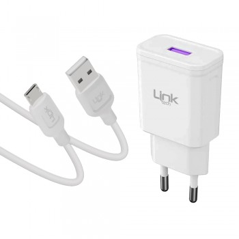 LinkTech T441e 18W QC3.0 Hızlı Şarj Aleti ve Micro USB Kablo Set