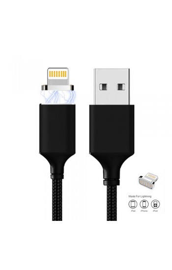 Manyetik Mıknatıslı iPhone Lightning Şarj Kablosu Siyah Hasır-Örgü …