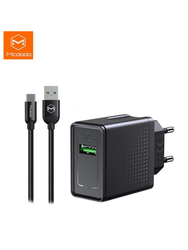 Mcdodo CH-5800 QC 5A 22.5W Hızlı Şarj Aleti ve Type-C Kablo Set Siy&hellip;
