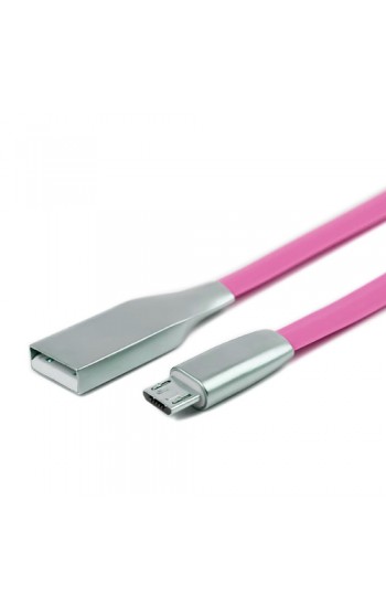 Micro USB Metal Başlık 2.4A Yassı Kablo Pembe