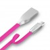 Micro USB Metal Başlık 2.4A Yassı Kablo Pembe