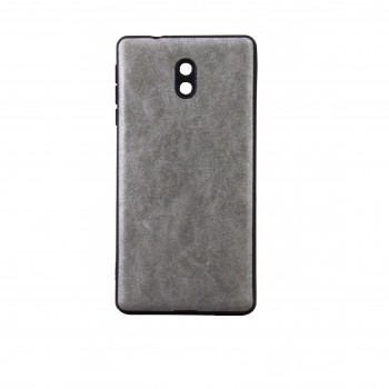 Nokia 3 360 Derece Slim Premium Deri Görünümlü Silikon Kılıf Gri Nokia 3 360 Derece Slim Premium Deri Görünümlü Silikon Kılıf Gri