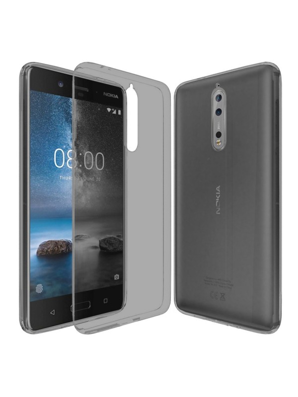 Nokia 8 Kılıf Soft Silikon Şeffaf-Siyah Arka Kapak