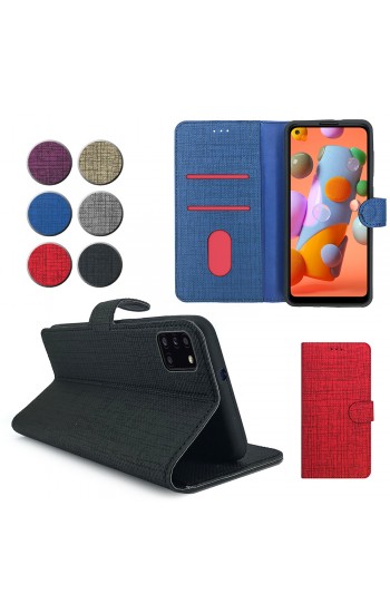Oppo A52 / A72 Kılıf FitCase Fabric Kapaklı Cüzdanlı…