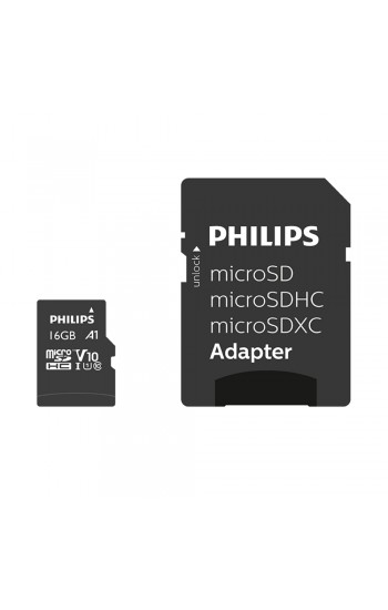 Philips 16GB Micro SDHC Class10 UHS-I U1 Adaptörlü Hafıza Kartı Philips 16GB Micro SDHC Class10 UHS-I U1 Adaptörlü Hafıza Kartı