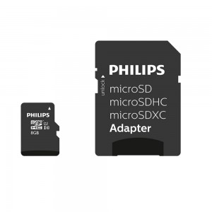 Philips 8GB Micro SDHC Class10 UHS-I U1 Adaptörlü Hafıza Kartı