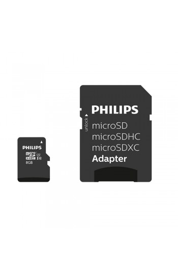 Philips 8GB Micro SDHC Class10 UHS-I U1 Adaptörlü Hafıza Kartı