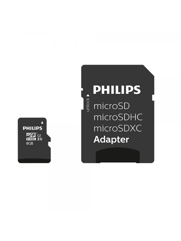 Philips 8GB Micro SDHC Class10 UHS-I U1 Adaptörlü Hafıza Kartı&hellip;