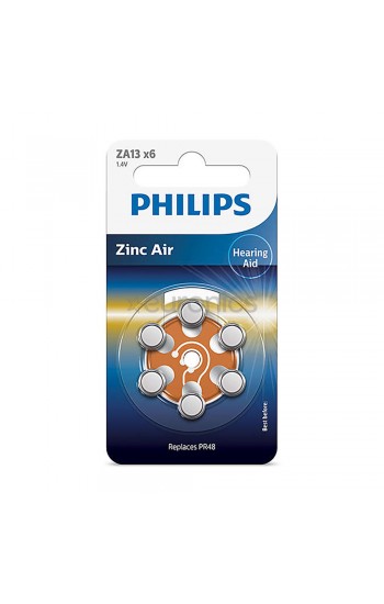 Philips ZA13 x6 PR48 İşitme Cihazı 1.4V Pil 6lı Paket 13 Numara…