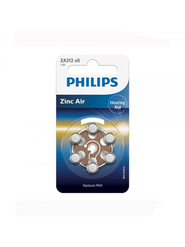 Philips ZA312 x6 PR41 İşitme Cihazı 1.4V Pil 6lı Paket 12 Numara