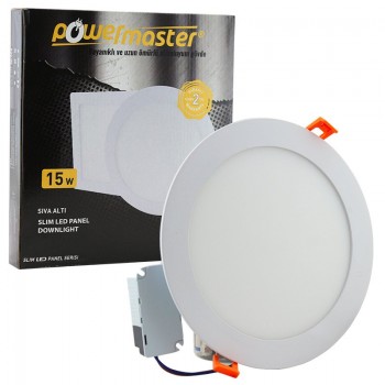 Powermaster 16118 Slim LED Panel Spot 15W 3000K Günışığı Sıva Altı