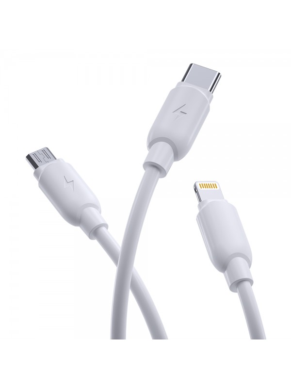 Rock G12 Three Primary 3in1 Data/Şarj Kablosu 3A 1.2mt (Lightning+Type-C+Micro USB)