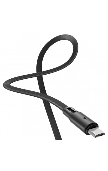 Rock S1 Micro USB Şarj ve Data Kablosu Flat Yassı 1mt 2A Siyah