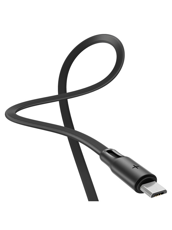 Rock S1 Micro USB Şarj ve Data Kablosu Flat Yassı 1mt 2A Siyah