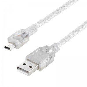 S-Link SL-UK55 USB 2.0 Şeffaf USB Am/Mini 5 Pin Kablo 5 Metre