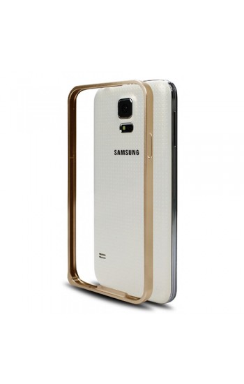 Samsung G900FQ S5 Bumper Çerçeve Kılıf Gold…