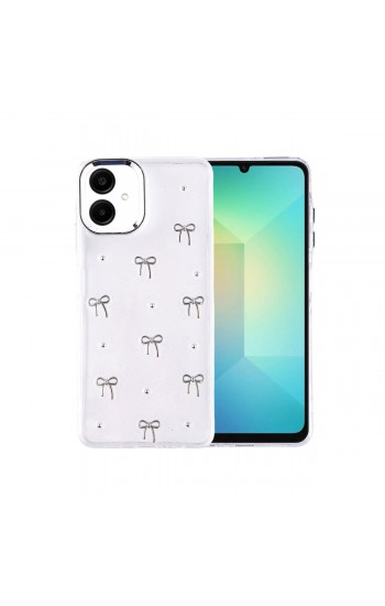 Samsung Galaxy A07 Kılıf Fiyonk Desenli Şeffaf Kapak