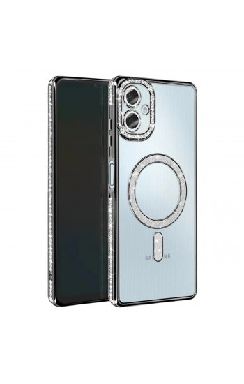 Samsung Galaxy A07 Kılıf Joke Seri Magsafe Özellikli Taşlı Simli Sili&hellip;