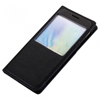Samsung Galaxy A3 S View Dikişli Deri Pencereli Kılıf Siyah Samsung Galaxy A3 S View Dikişli Deri Pencereli Kılıf Siyah