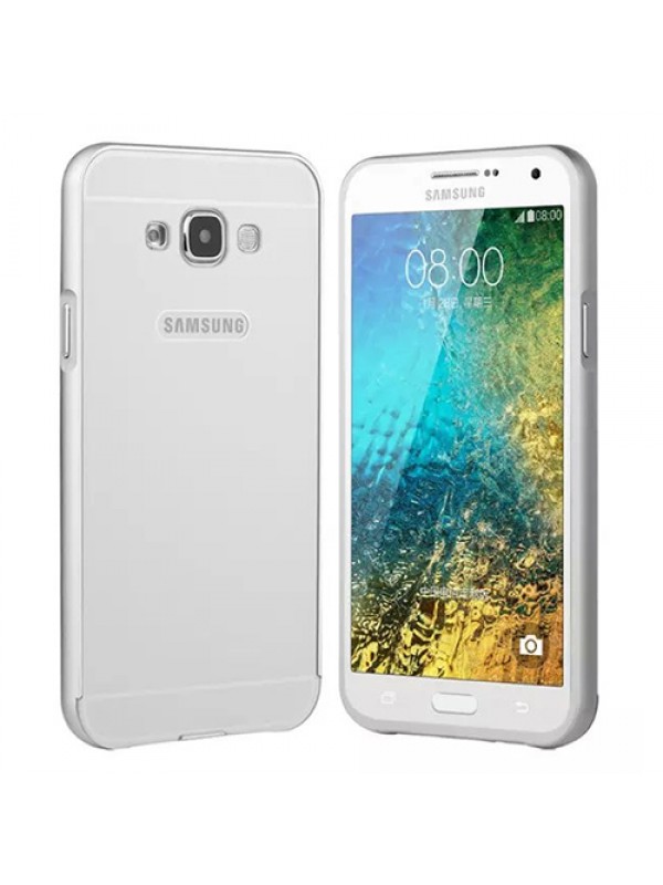 Samsung Galaxy E5 0,7 mm Metal Bumper Arka Koruma Kapaklı Gri&hellip;