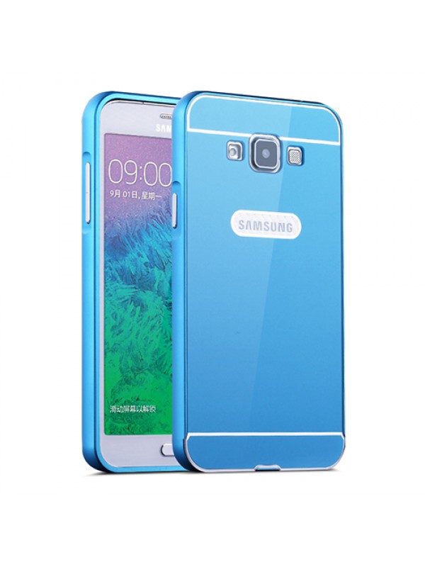 Samsung Galaxy E7 0,7 mm Metal Bumper Arka Koruma Kapaklı Mavi&hellip;