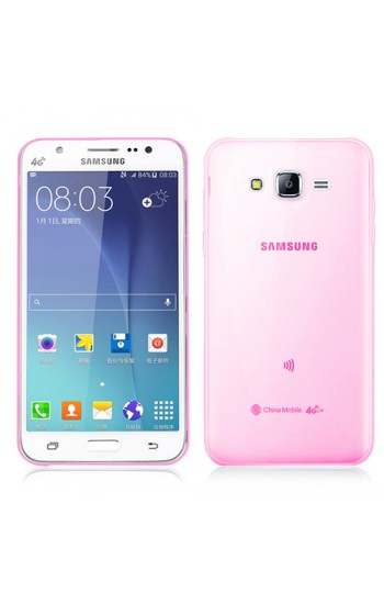 Samsung Galaxy J5 (J500) Kılıf Soft Silikon Şeffaf-Pembe Arka Kapak…