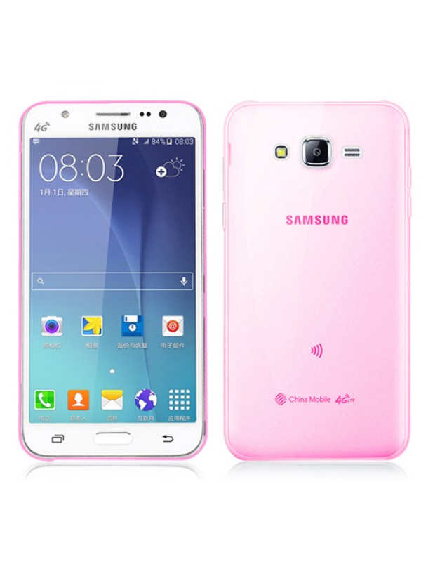 Samsung Galaxy J5 (J500) Kılıf Soft Silikon Şeffaf-Pembe Arka Kapak…